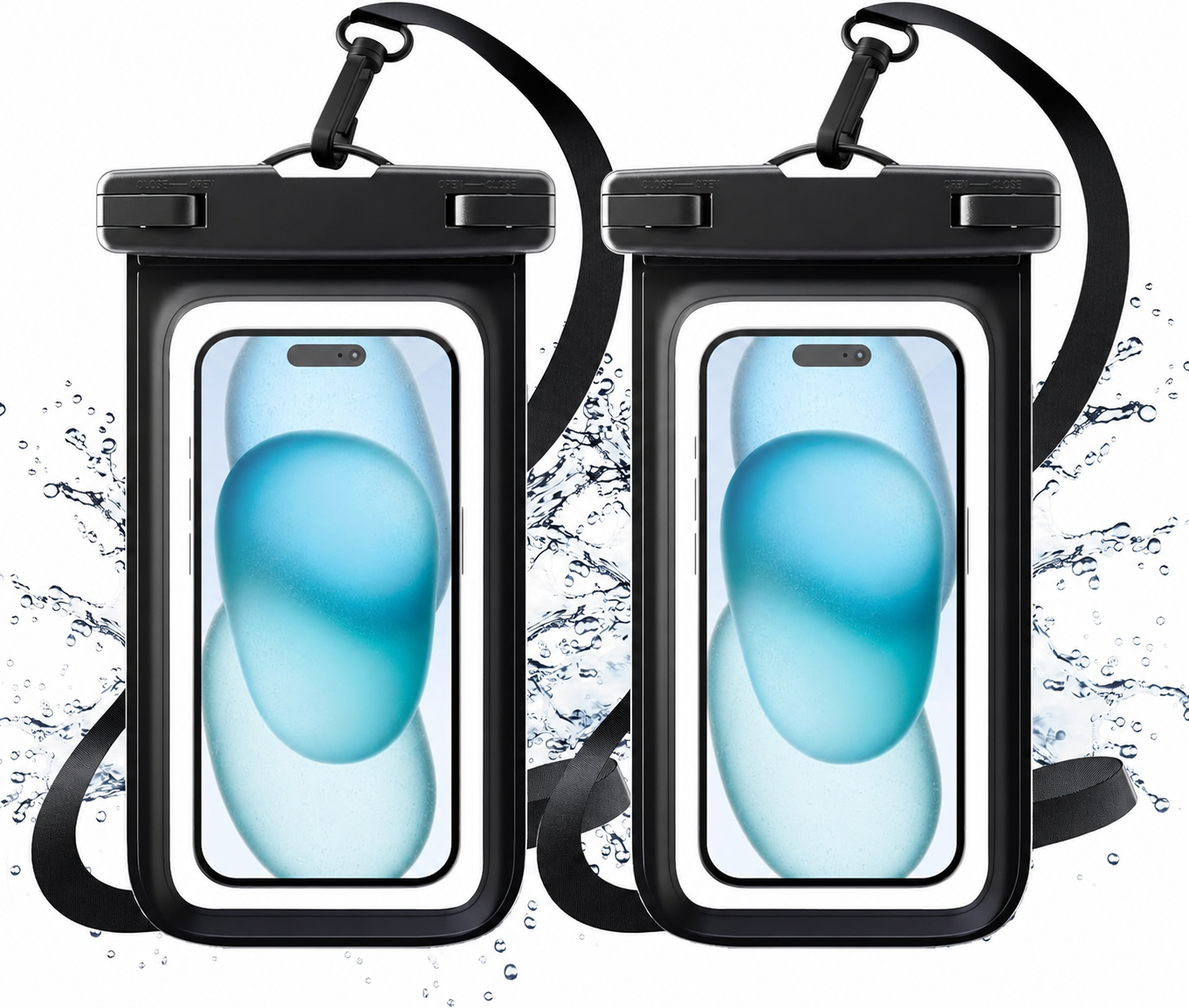 Universal Waterproof Phone Pouch 2-Pack | IPX8 Floating Dry Bag with Touch Screen Access