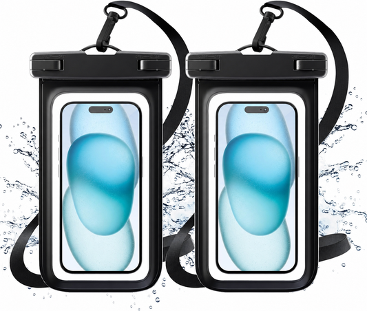 Universal Waterproof Phone Pouch 2-Pack | IPX8 Floating Dry Bag with Touch Screen Access