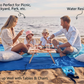 Oversized Sand-Free Beach Blanket – Waterproof Portable Picnic Mat with Stakes, Attached Storage Pouch, Lightweight Compact Outdoor Blanket for Beach, Camping, Hiking & Travel