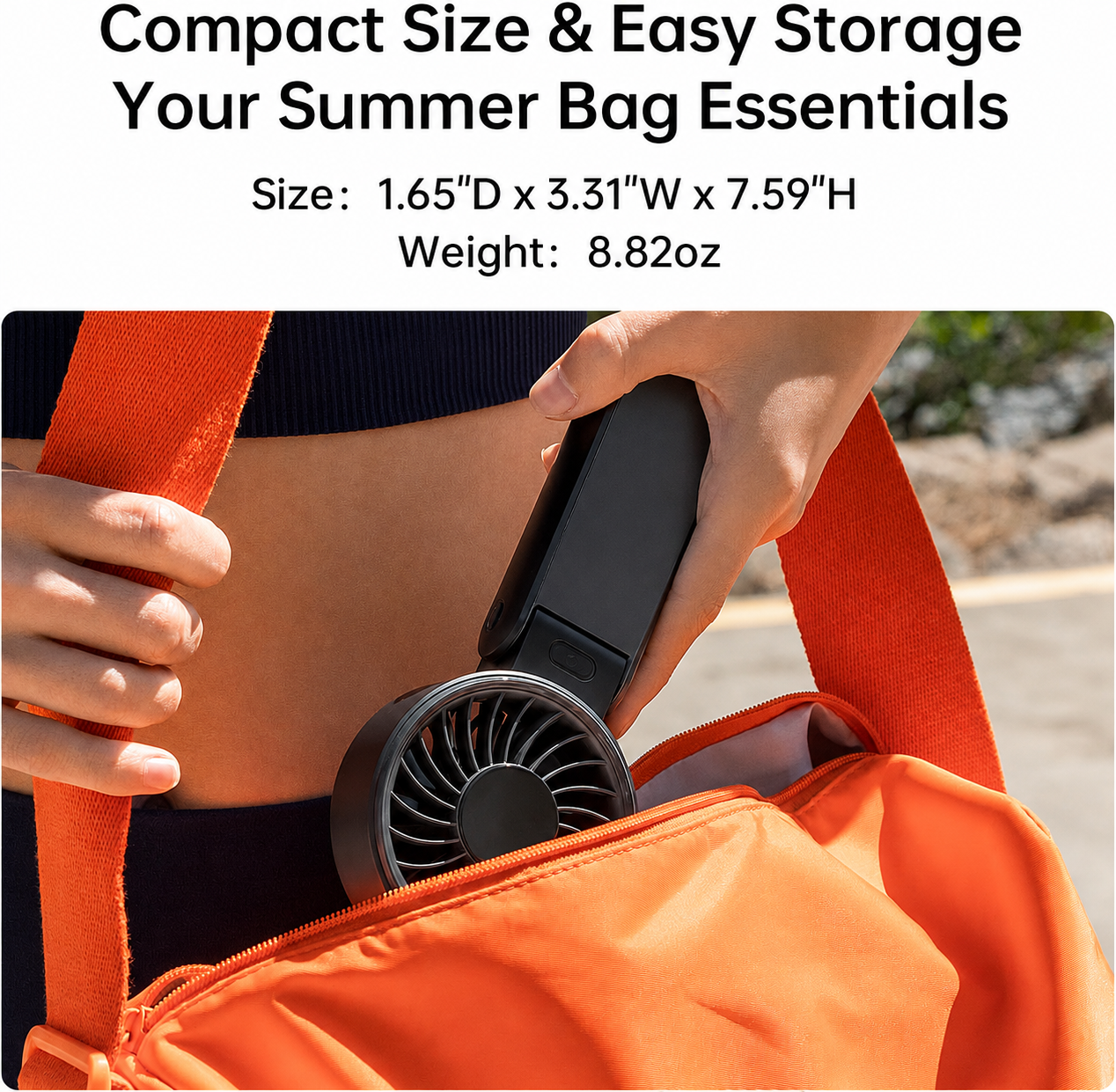 3-in-1 Portable Handheld Fan – 5000mAh Rechargeable Personal Fan with LED Display, 5 Speeds, Foldable Desk Fan & Neck Fan for Travel, Concerts, Sports and Outdoor Activities