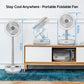 Neofeel Portable Oscillating Standing Fan, 40000mAh Rechargeable Battery Operated Fan with Remote/Timer, RGB Lighting Fan, Pedestal Floor Fan for Bedroom Party Camping (White, 40000mAh)-1