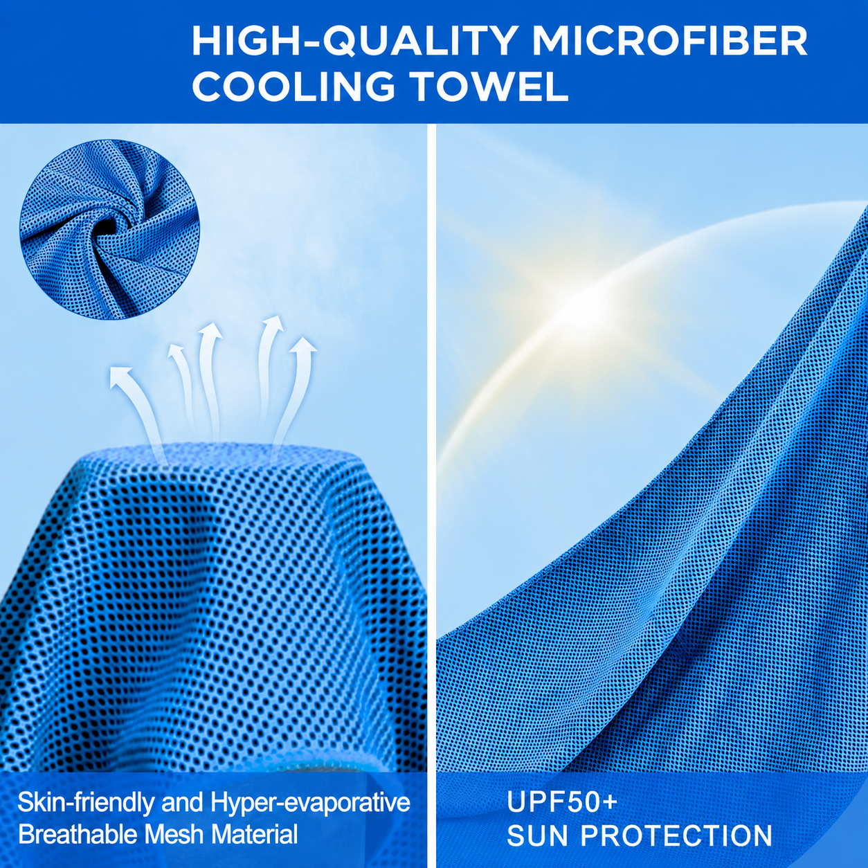 Sukeen Instant Cooling Towel with Carabiner Pouch – Reusable Cold Towel for Sports, Gym, Hiking, Travel & Outdoor Activities