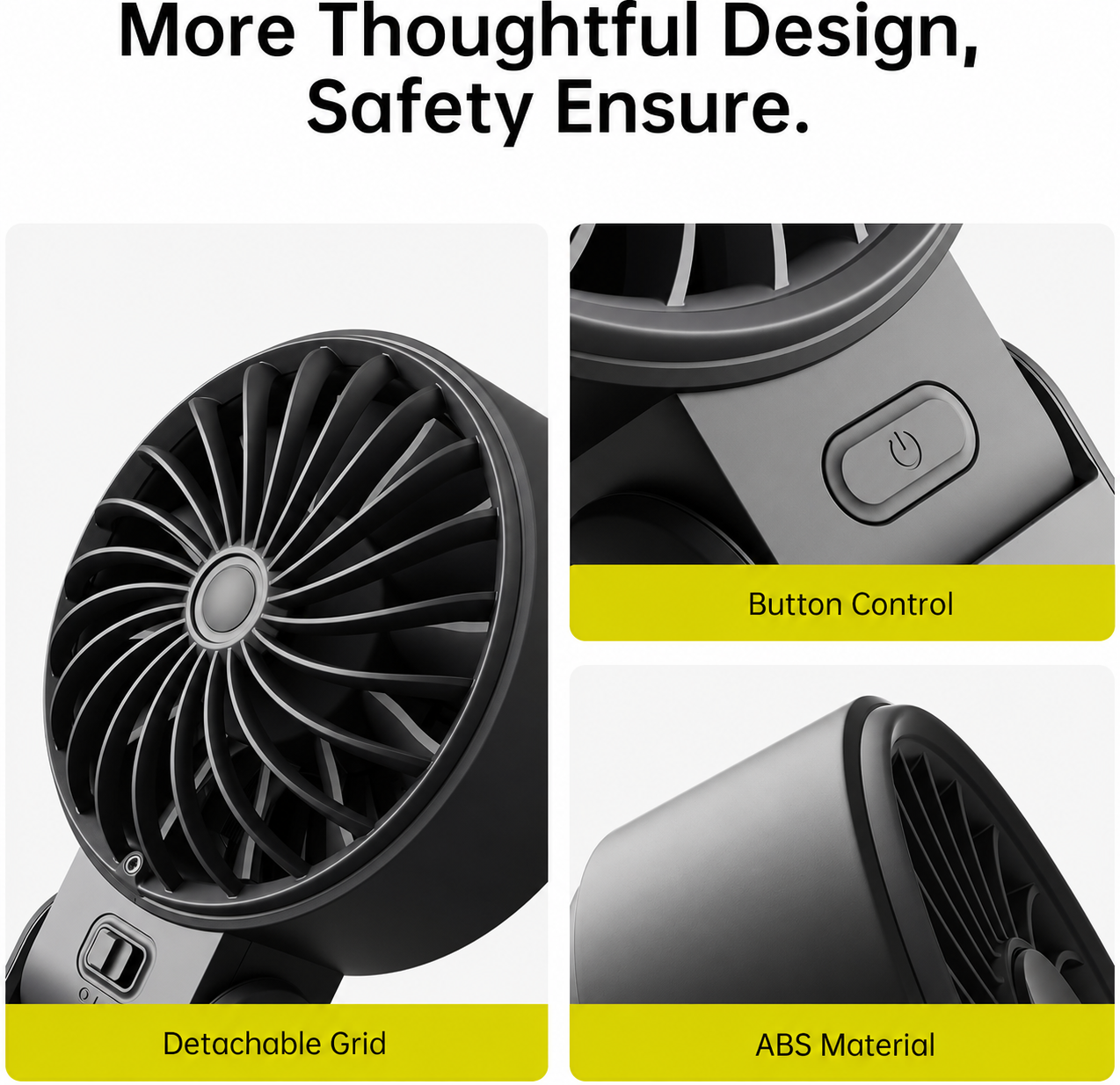 3-in-1 Portable Handheld Fan – 5000mAh Rechargeable Personal Fan with LED Display, 5 Speeds, Foldable Desk Fan & Neck Fan for Travel, Concerts, Sports and Outdoor Activities