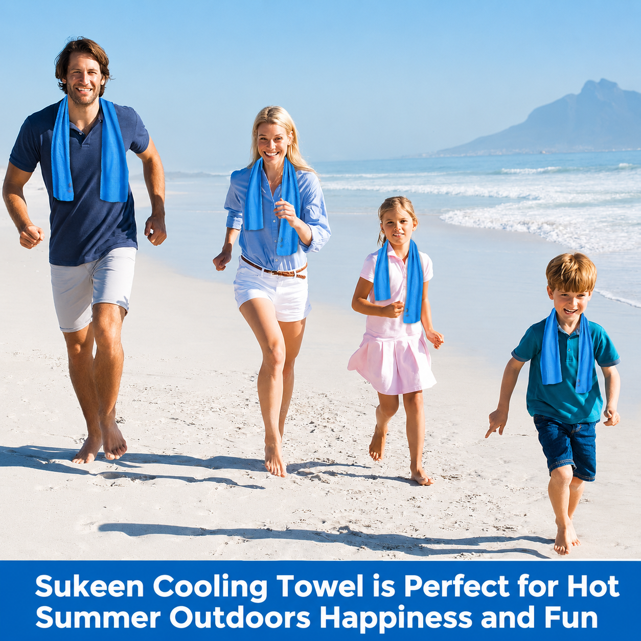 Sukeen Instant Cooling Towel with Carabiner Pouch – Reusable Cold Towel for Sports, Gym, Hiking, Travel & Outdoor Activities